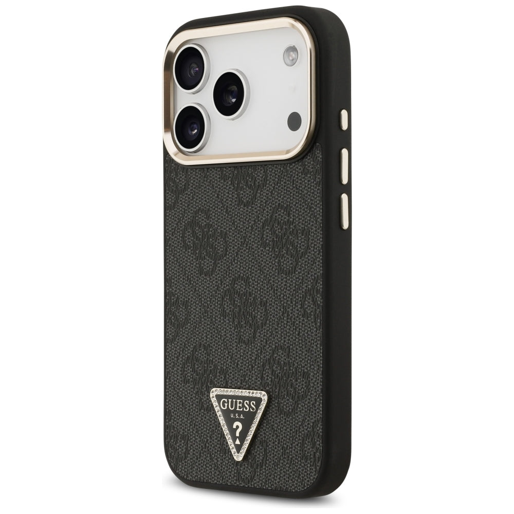 Guess 4G trikampio logotipo MagSafe dėklas iPhone 17 Pro / 18 Pro - Juoda ir auksinė -- iPhone 17 Pro / iPhone 18 Pro