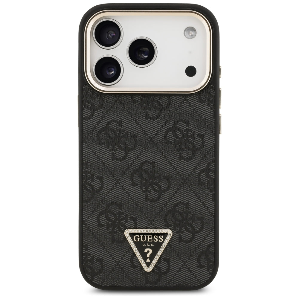 Guess 4G trikampio logotipo MagSafe dėklas iPhone 17 Pro / 18 Pro - Juoda ir auksinė -- iPhone 17 Pro / iPhone 18 Pro