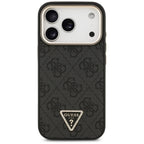 Guess 4G trikampio logotipo MagSafe dėklas iPhone 17 Pro / 18 Pro - Juoda ir auksinė -- iPhone 17 Pro / iPhone 18 Pro