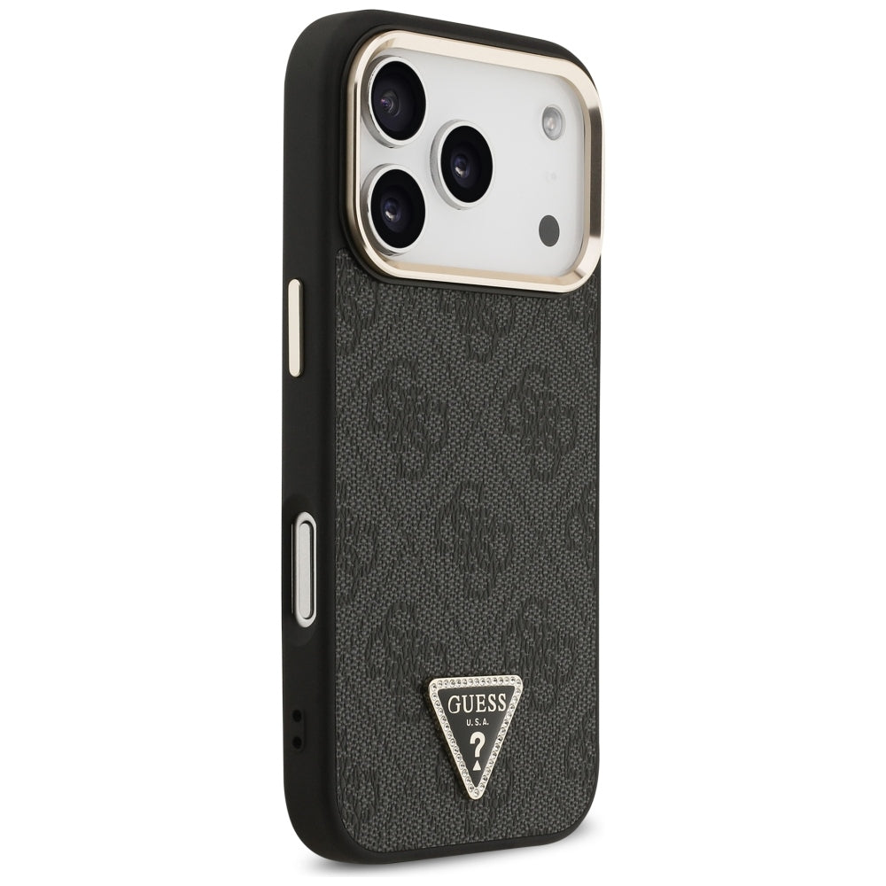 Guess 4G trikampio logotipo MagSafe dėklas iPhone 17 Pro / 18 Pro - Juoda ir auksinė -- iPhone 17 Pro / iPhone 18 Pro