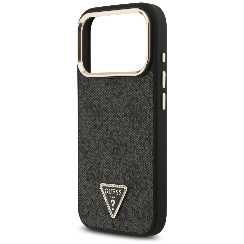 Guess 4G trikampio logotipo MagSafe dėklas iPhone 17 Pro / 18 Pro - Juoda ir auksinė -- iPhone 17 Pro / iPhone 18 Pro