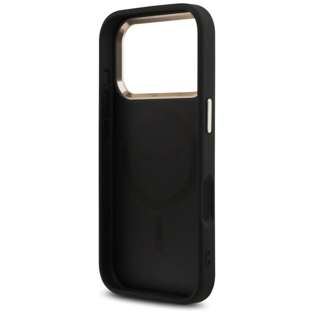 Guess 4G trikampio logotipo MagSafe dėklas iPhone 17 Pro / 18 Pro - Juoda ir auksinė -- iPhone 17 Pro / iPhone 18 Pro