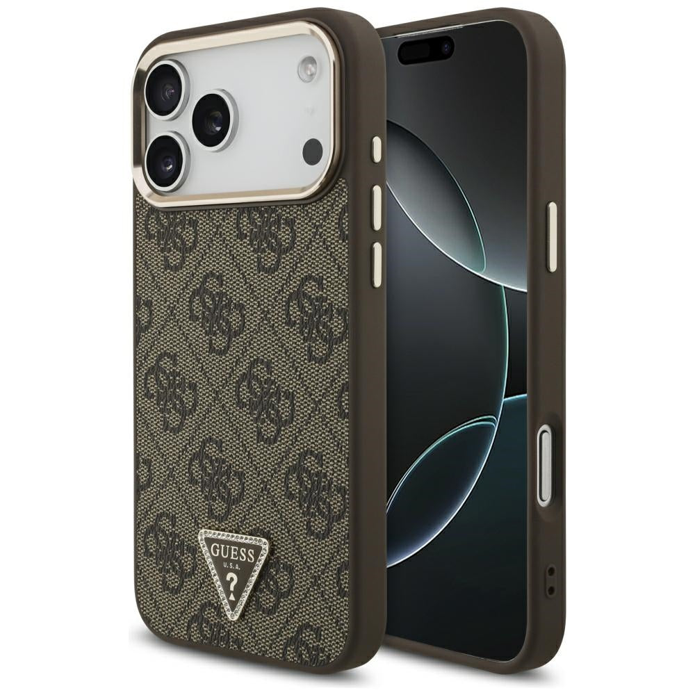 Guess 4G Triangle Logo MagSafe dėklas iPhone 17 Pro Max / 18 Pro Max - Rudas -- iPhone 17 Pro Max / iPhone 18 Pro Max