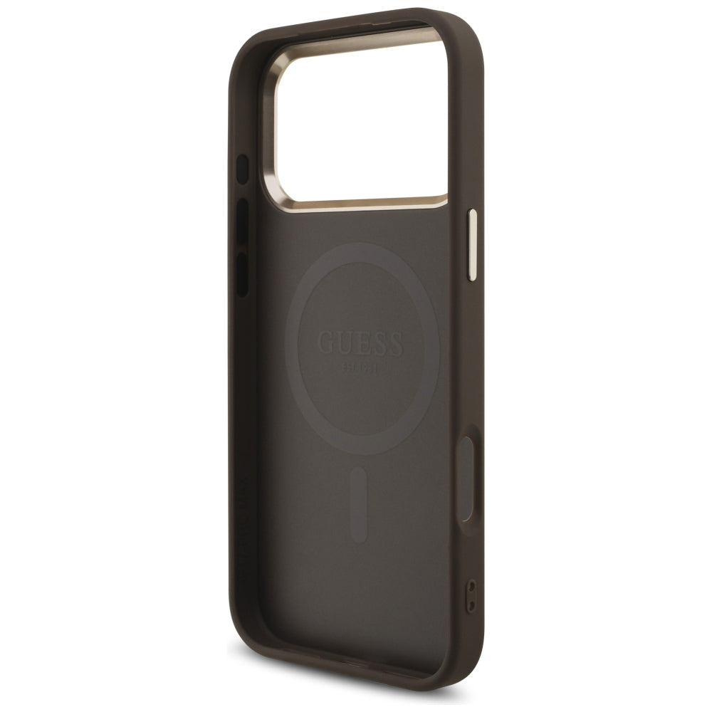 Guess 4G Triangle Logo MagSafe dėklas iPhone 17 Pro Max / 18 Pro Max - Rudas -- iPhone 17 Pro Max / iPhone 18 Pro Max