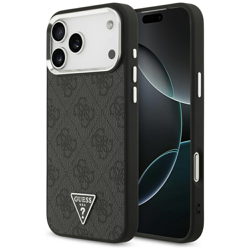 Guess 4G Triangle Logo MagSafe dėklas iPhone 17 Pro Max / 18 Pro Max - Juodas & Sidabrinis -- iPhone 17 Pro Max / iPhone...
