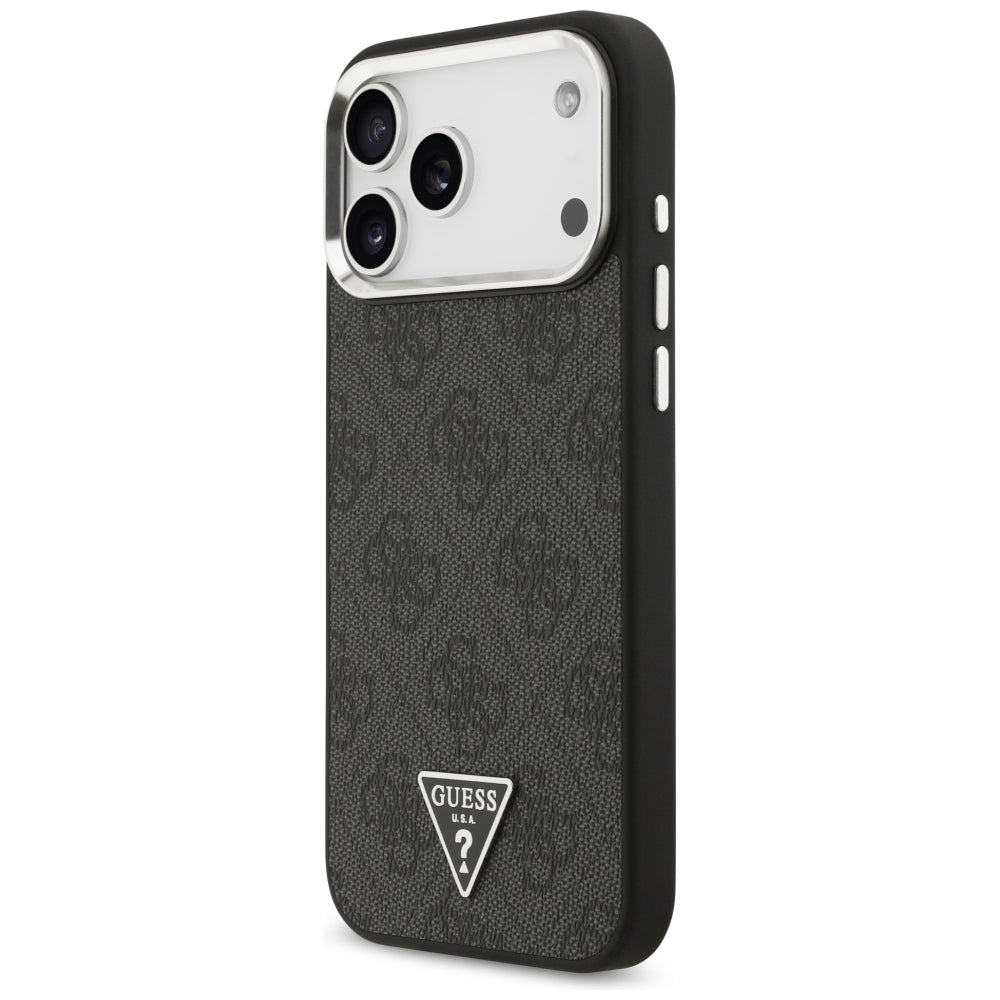 Guess 4G Triangle Logo MagSafe dėklas iPhone 17 Pro Max / 18 Pro Max - Juodas & Sidabrinis -- iPhone 17 Pro Max / iPhone...