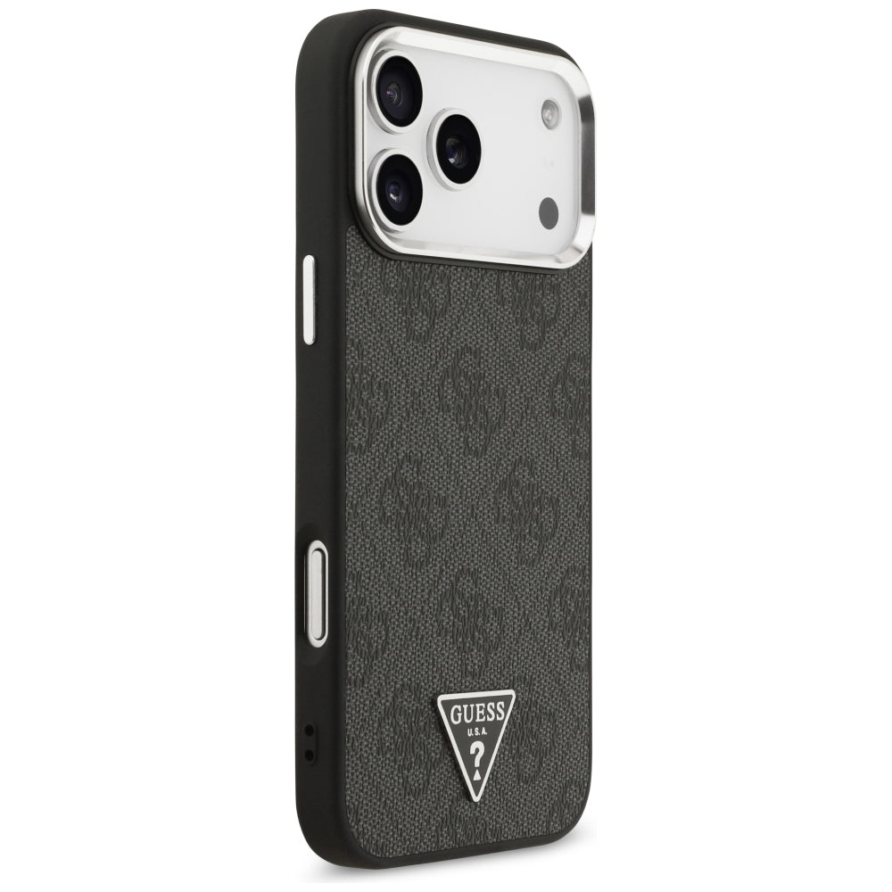 Guess 4G Triangle Logo MagSafe dėklas iPhone 17 Pro Max / 18 Pro Max - Juodas & Sidabrinis -- iPhone 17 Pro Max / iPhone...