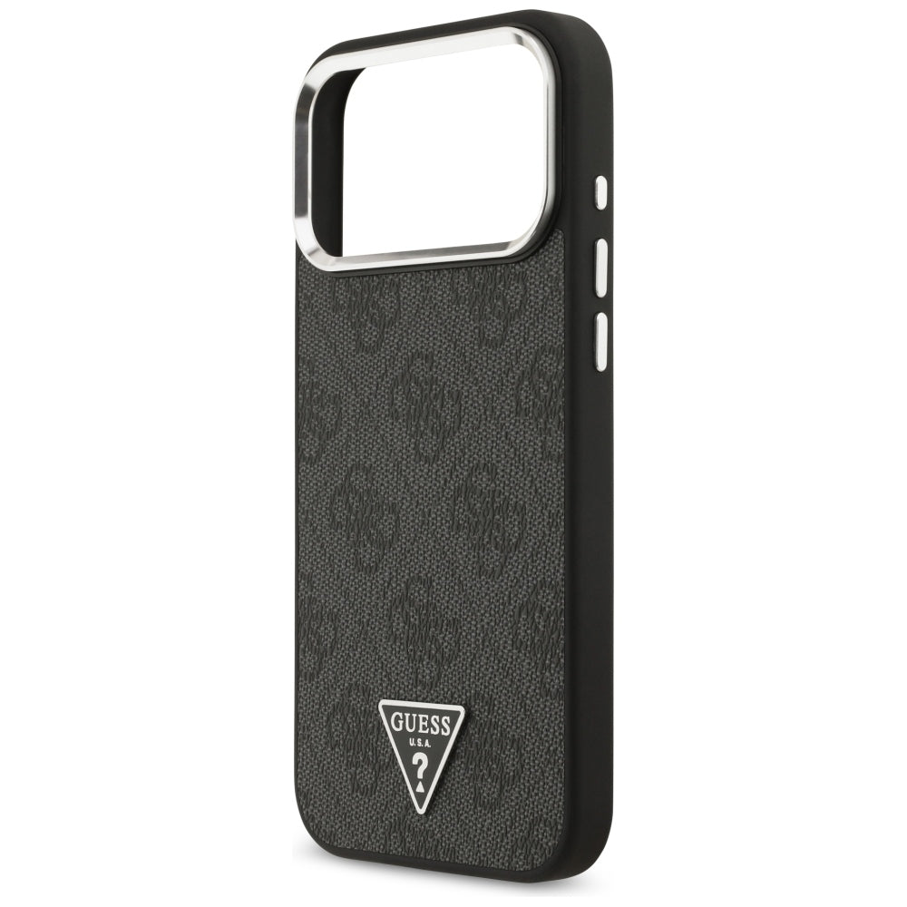 Guess 4G Triangle Logo MagSafe dėklas iPhone 17 Pro Max / 18 Pro Max - Juodas & Sidabrinis -- iPhone 17 Pro Max / iPhone...