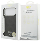 Guess 4G Triangle Logo MagSafe dėklas iPhone 17 Pro Max / 18 Pro Max - Juodas & Sidabrinis -- iPhone 17 Pro Max / iPhone...