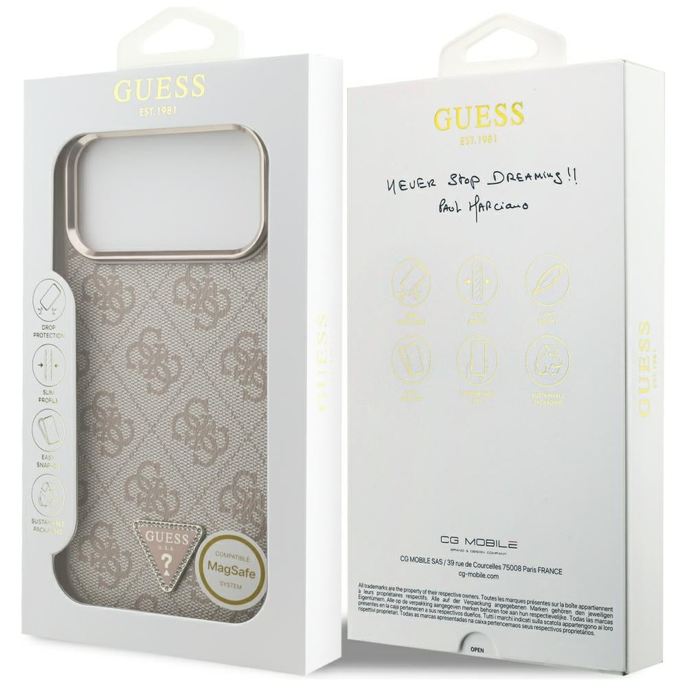 Guess 4G Triangle Logo MagSafe dėklas iPhone 17 Pro Max / 18 Pro Max - Rožinio aukso -- iPhone 17 Pro Max / iPhone 18 Pro Max
