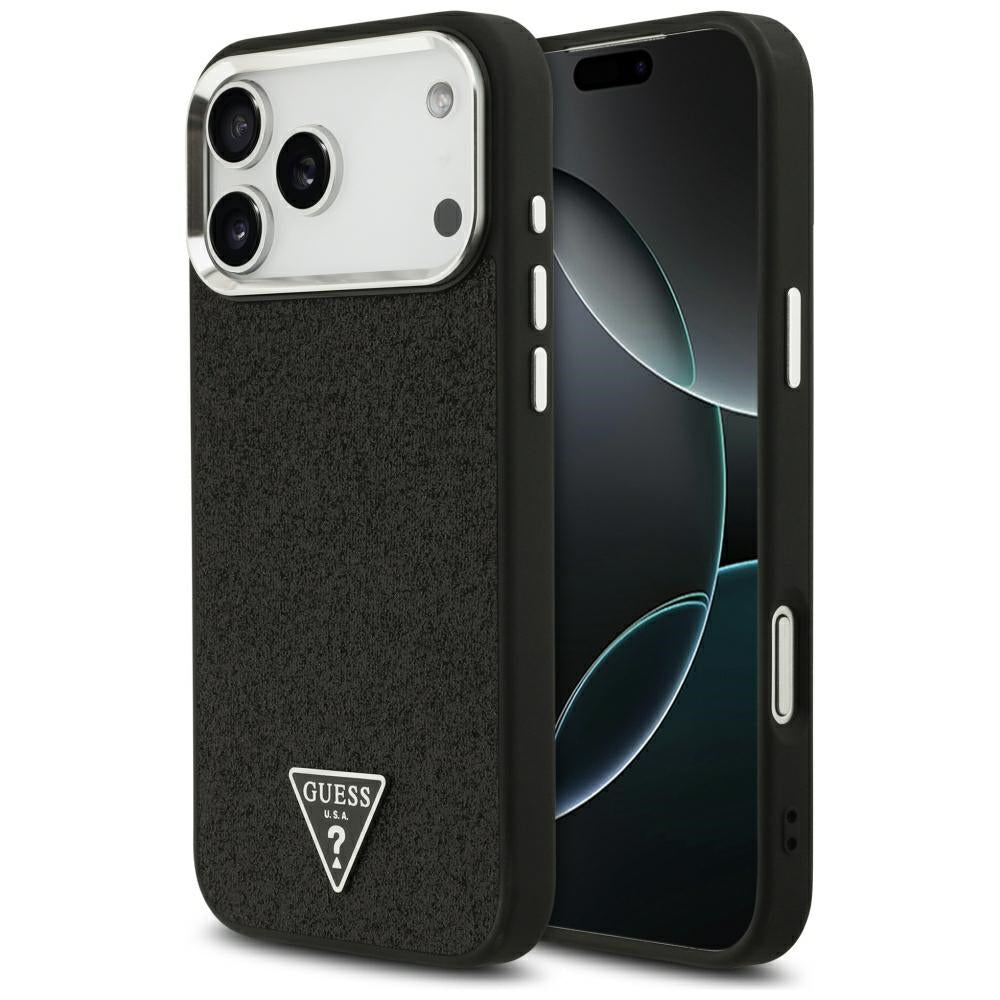Guess Blizgantis Trikampis Ženklas MagSafe Dėklas skirtas iPhone 17 Pro Max / 18 Pro Max - Juodas -- iPhone 17 Pro Max /...