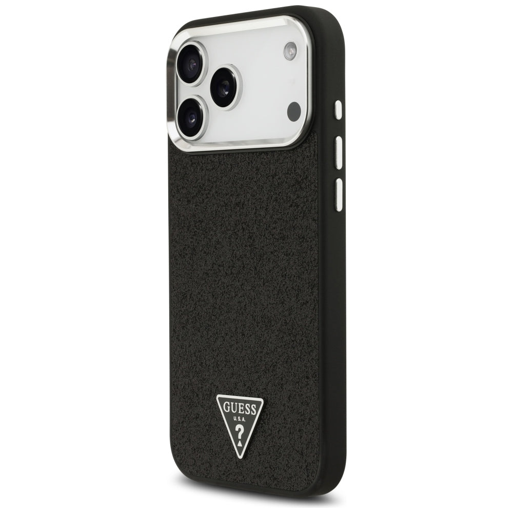 Guess Blizgantis Trikampis Ženklas MagSafe Dėklas skirtas iPhone 17 Pro Max / 18 Pro Max - Juodas -- iPhone 17 Pro Max /...