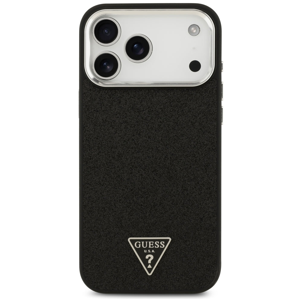 Guess Blizgantis Trikampis Ženklas MagSafe Dėklas skirtas iPhone 17 Pro Max / 18 Pro Max - Juodas -- iPhone 17 Pro Max /...