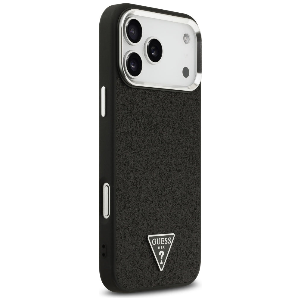 Guess Blizgantis Trikampis Ženklas MagSafe Dėklas skirtas iPhone 17 Pro Max / 18 Pro Max - Juodas -- iPhone 17 Pro Max /...