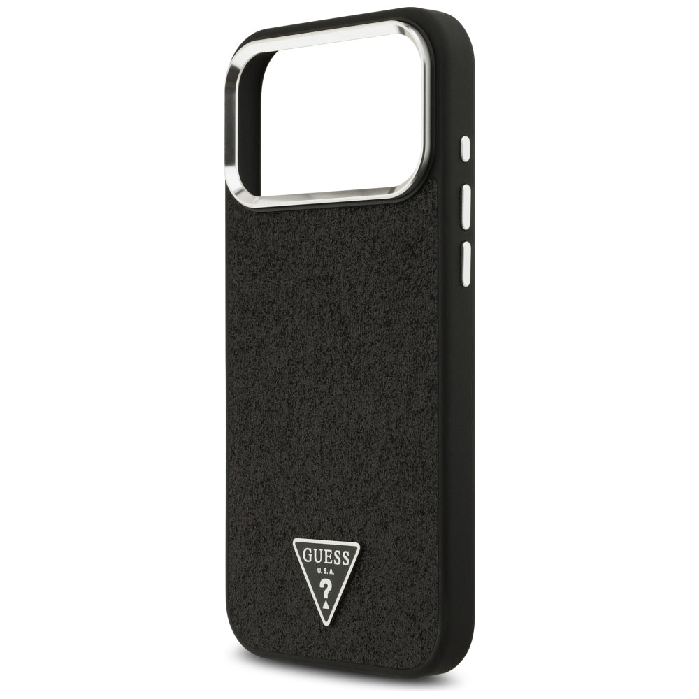 Guess Blizgantis Trikampis Ženklas MagSafe Dėklas skirtas iPhone 17 Pro Max / 18 Pro Max - Juodas -- iPhone 17 Pro Max /...