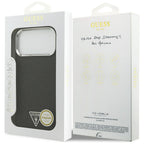 Guess Blizgantis Trikampis Ženklas MagSafe Dėklas skirtas iPhone 17 Pro Max / 18 Pro Max - Juodas -- iPhone 17 Pro Max /...