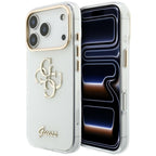 Guess HC IML 4G Script Metal Dėklas skirtas iPhone 17 Pro / 18 Pro - Balta -- iPhone 17 Pro / iPhone 18 Pro