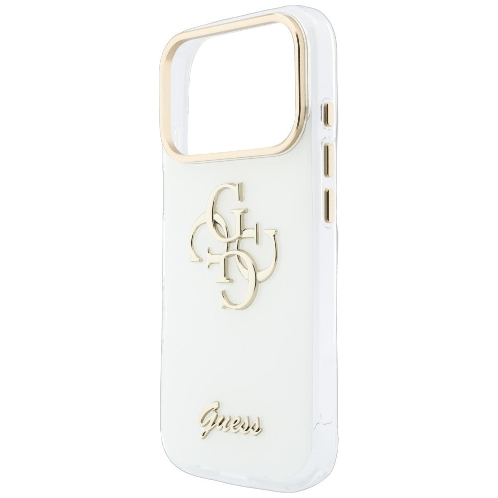 Guess HC IML 4G Script Metal Dėklas skirtas iPhone 17 Pro / 18 Pro - Balta -- iPhone 17 Pro / iPhone 18 Pro