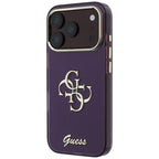 Guess IML 4G Script Metal dėklas iPhone 17 Pro / 18 Pro - burgundiškos spalvos -- iPhone 17 Pro / iPhone 18 Pro