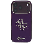 Guess IML 4G Script Metal dėklas iPhone 17 Pro / 18 Pro - burgundiškos spalvos -- iPhone 17 Pro / iPhone 18 Pro