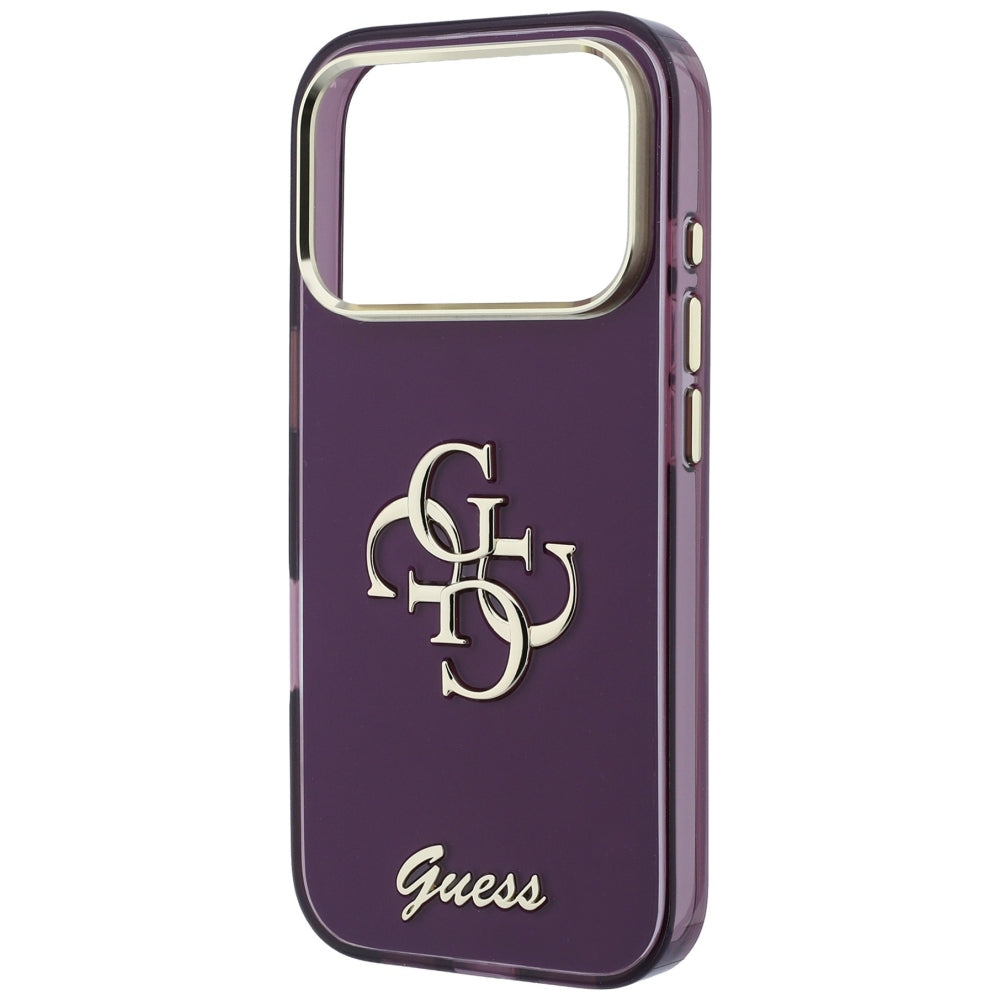 Guess IML 4G Script Metal dėklas iPhone 17 Pro / 18 Pro - burgundiškos spalvos -- iPhone 17 Pro / iPhone 18 Pro
