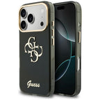 Guess IML 4G Script Metal dėklas iPhone 17 Pro / 18 Pro - juodas -- iPhone 17 Pro / iPhone 18 Pro