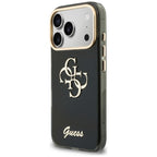 Guess IML 4G Script Metal dėklas iPhone 17 Pro / 18 Pro - juodas -- iPhone 17 Pro / iPhone 18 Pro