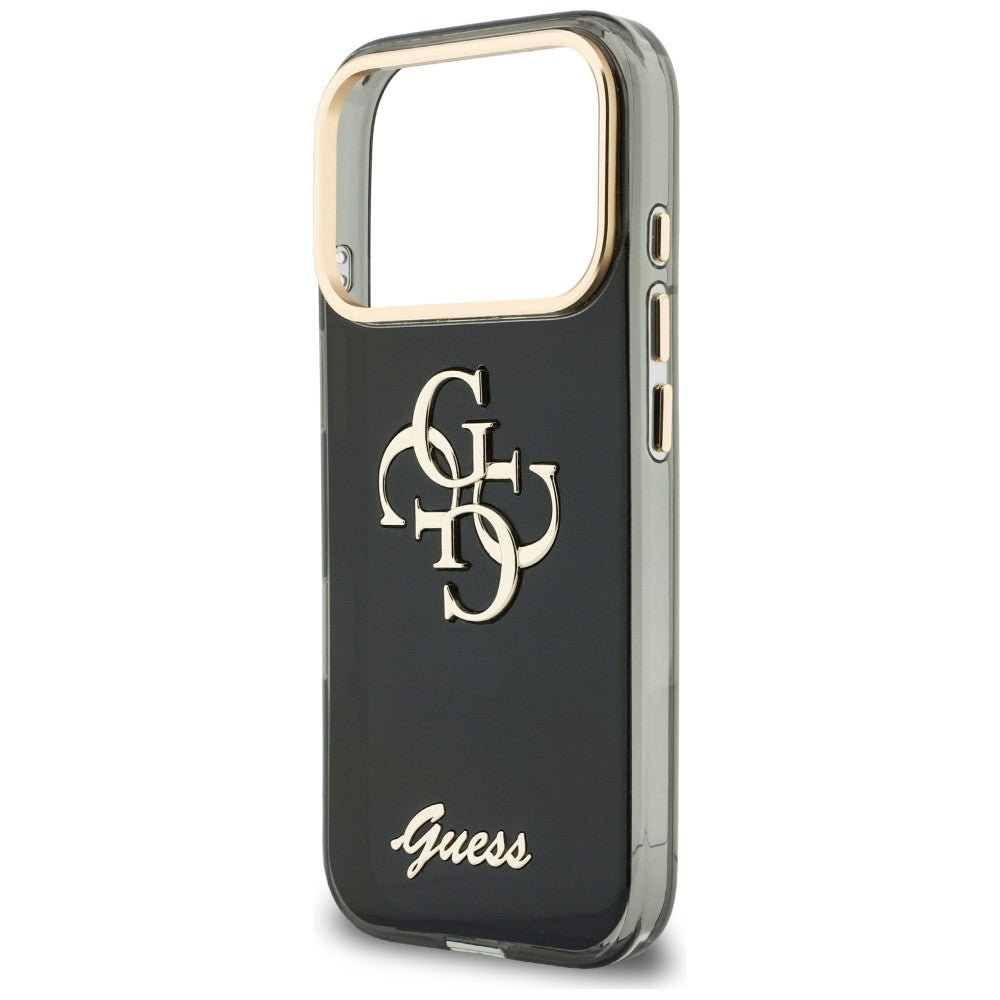 Guess IML 4G Script Metal dėklas iPhone 17 Pro / 18 Pro - juodas -- iPhone 17 Pro / iPhone 18 Pro