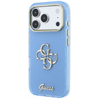 Guess IML 4G Script Metal dėklas iPhone 17 Pro / 18 Pro - šviesiai mėlyna -- iPhone 17 Pro / iPhone 18 Pro