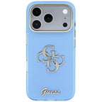 Guess IML 4G Script Metal dėklas iPhone 17 Pro / 18 Pro - šviesiai mėlyna -- iPhone 17 Pro / iPhone 18 Pro