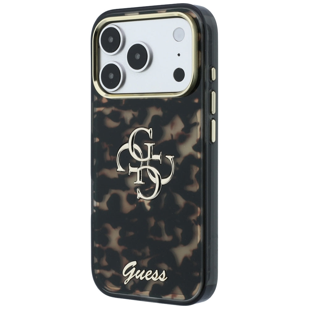 Guess IML 4G Script Metal Logo MagSafe dėklas iPhone 18 Pro - burgundiškos spalvos -- iPhone 18 Pro