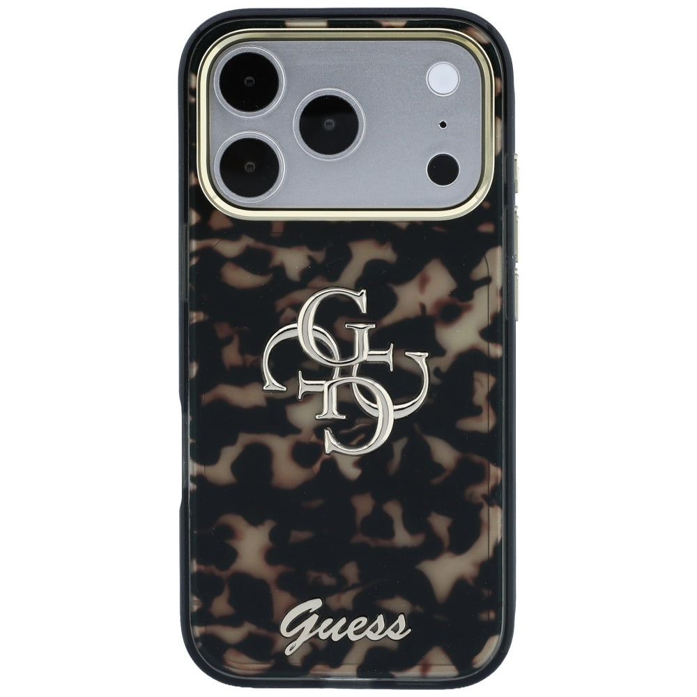 Guess IML 4G Script Metal Logo MagSafe dėklas iPhone 18 Pro - burgundiškos spalvos -- iPhone 18 Pro