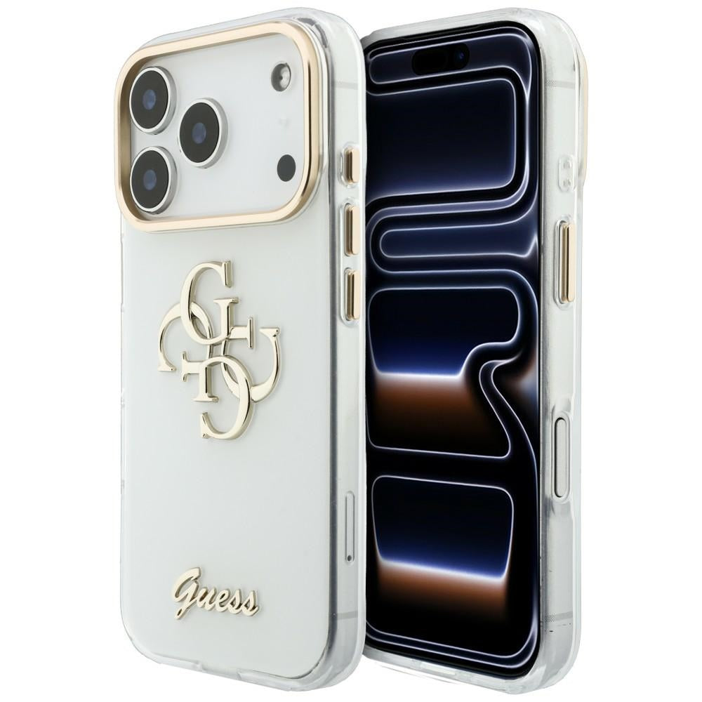 Guess IML 4G Script Metal dėklas iPhone 17 Pro Max / 18 Pro Max - baltas -- iPhone 17 Pro Max / iPhone 18 Pro Max