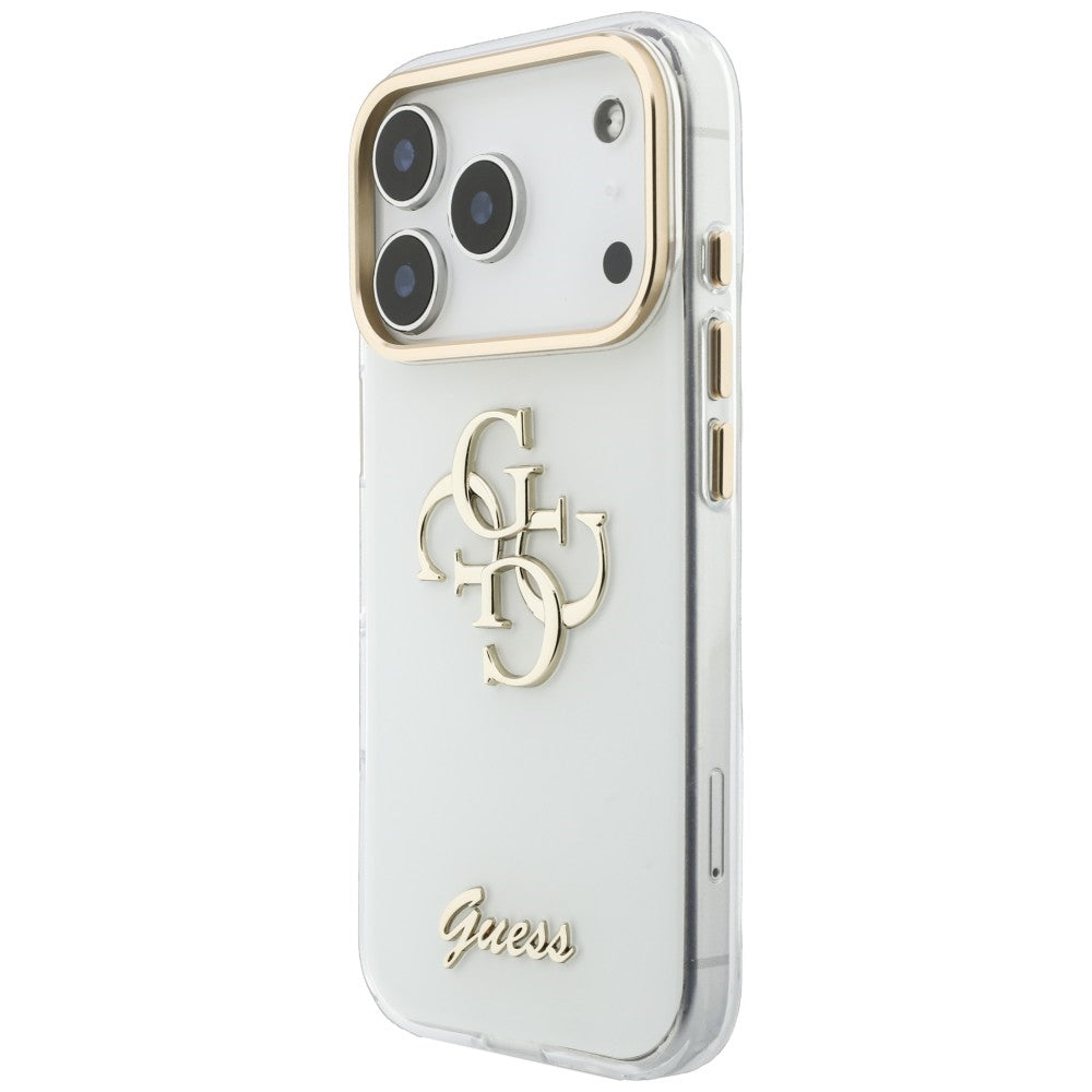 Guess IML 4G Script Metal dėklas iPhone 17 Pro Max / 18 Pro Max - baltas -- iPhone 17 Pro Max / iPhone 18 Pro Max