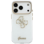 Guess IML 4G Script Metal dėklas iPhone 17 Pro Max / 18 Pro Max - baltas -- iPhone 17 Pro Max / iPhone 18 Pro Max