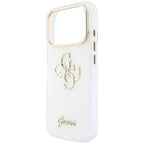 Guess IML 4G Script Metal dėklas iPhone 17 Pro Max / 18 Pro Max - baltas -- iPhone 17 Pro Max / iPhone 18 Pro Max