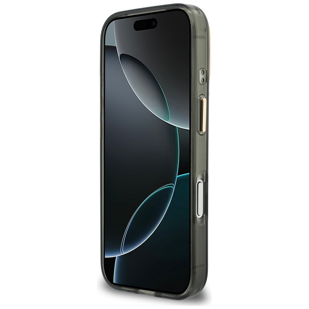 Guess IML 4G Script Metal dėklas skirtas iPhone 17 Pro Max / 18 Pro Max - Juoda -- iPhone 17 Pro Max / iPhone 18 Pro Max