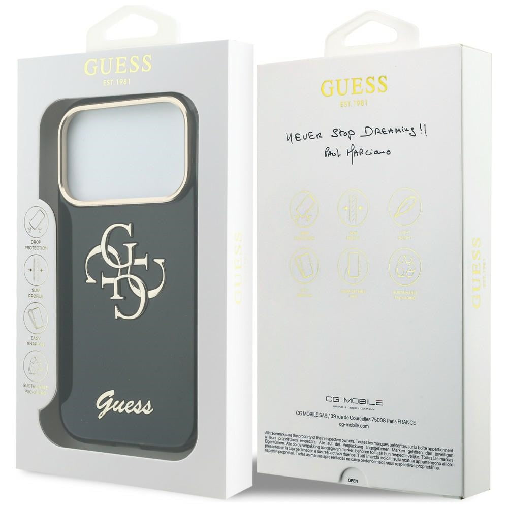 Guess IML 4G Script Metal dėklas skirtas iPhone 17 Pro Max / 18 Pro Max - Juoda -- iPhone 17 Pro Max / iPhone 18 Pro Max
