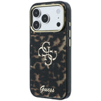 Guess IML 4G Script Metal dėklas skirtas iPhone 17 Pro Max / 18 Pro Max - Juoda ir ruda -- iPhone 17 Pro Max / iPhone 18...
