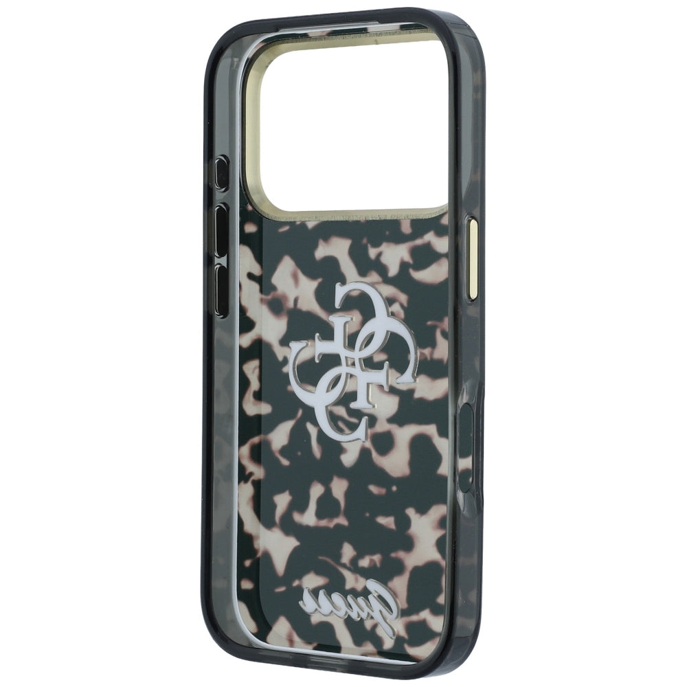 Guess IML 4G Script Metal dėklas skirtas iPhone 17 Pro Max / 18 Pro Max - Juoda ir ruda -- iPhone 17 Pro Max / iPhone 18...