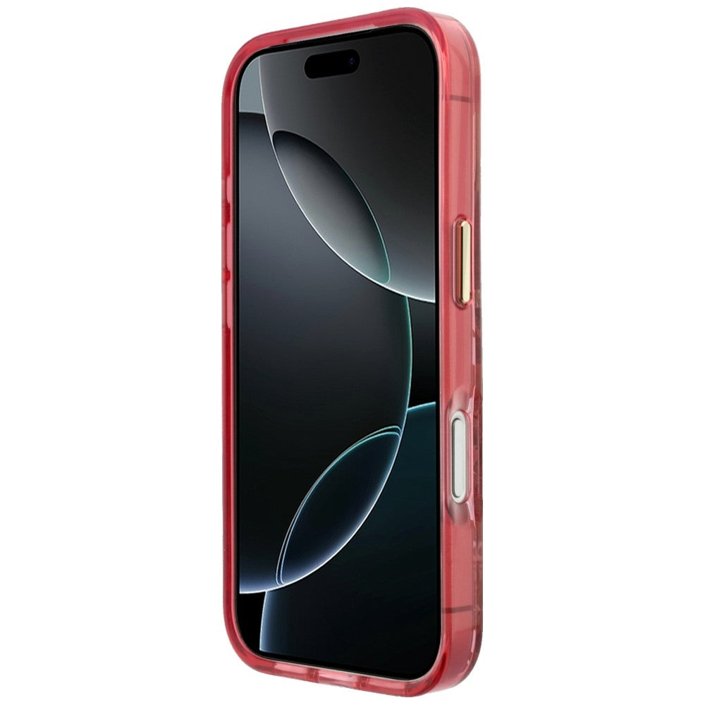 Guess IML Glitter Blossom Roses dėklas iPhone 17 Pro Max / 18 Pro Max - bordo -- iPhone 17 Pro Max / iPhone 18 Pro Max