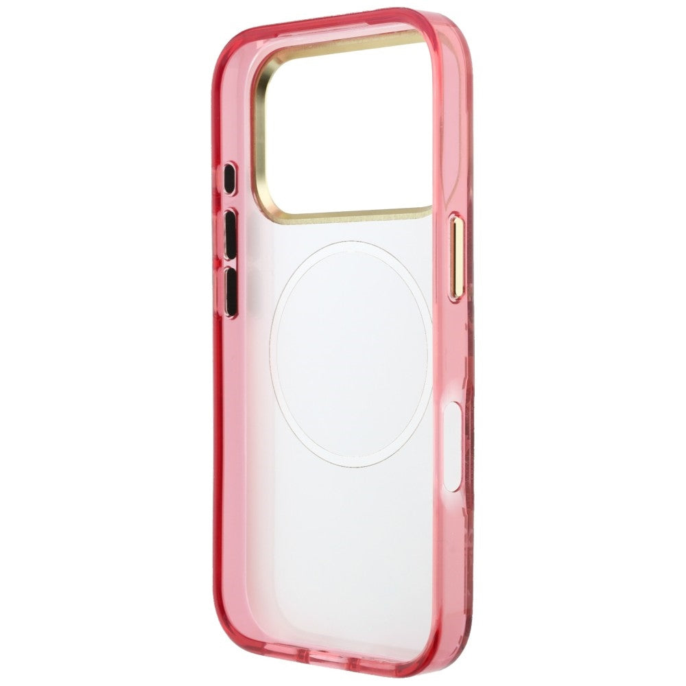 Guess IML Glitter Blossom Roses dėklas iPhone 17 Pro Max / 18 Pro Max - bordo -- iPhone 17 Pro Max / iPhone 18 Pro Max