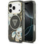 Guess IML Glitter Flowers Triangle MagSafe dėklas iPhone 17 Pro / 18 Pro - Juoda -- iPhone 17 Pro / iPhone 18 Pro