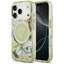 Guess IML Glitter Flowers Triangle MagSafe dėklas iPhone 17 Pro / 18 Pro - Žalias -- iPhone 17 Pro / iPhone 18 Pro