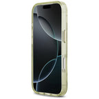 Guess IML Glitter Flowers Triangle MagSafe dėklas iPhone 17 Pro / 18 Pro - Žalias -- iPhone 17 Pro / iPhone 18 Pro