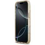 Guess IML Leopard Glitter Triangle Logo MagSafe dėklas iPhone 17 Pro / 18 Pro - Ruda -- iPhone 17 Pro / iPhone 18 Pro