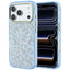 Guess IML Leopard Glitter Triangle Logo MagSafe dėklas iPhone 17 Pro / 18 Pro - Mėlyna -- iPhone 17 Pro / iPhone 18 Pro