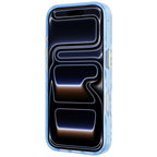 Guess IML Leopard Glitter Triangle Logo MagSafe dėklas iPhone 17 Pro / 18 Pro - Mėlyna -- iPhone 17 Pro / iPhone 18 Pro