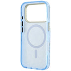 Guess IML Leopard Glitter Triangle Logo MagSafe dėklas iPhone 17 Pro / 18 Pro - Mėlyna -- iPhone 17 Pro / iPhone 18 Pro
