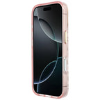 Guess IML Leopard Glitter Triangle Logo MagSafe dėklas iPhone 17 Pro / 18 Pro - Rožinė -- iPhone 17 Pro / iPhone 18 Pro
